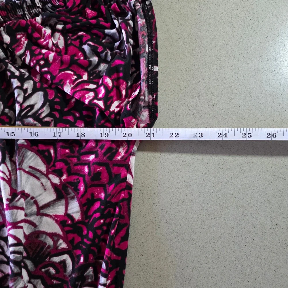 Worthington Stretch‎ Pink Abstract Floral Smocked Blouse XL Off Shoulder Top